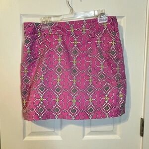 IZOD pink patterned golf skirt / skort w/ built in shorts & pockets sz 10
